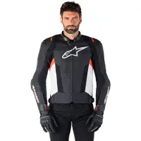 Alpinestars Missile V3 Motorrad Lederjacke, schwarz/weiß/rot, 58