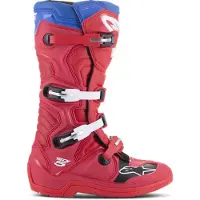 Alpinestars Tech 5 Stiefel Leuchtend Rot Dunkelrot Blau Größe US 9