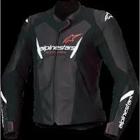 Alpinestars Stella Faster V3 Damen Motorrad Lederjacke, schwarz/weiß/fluo-koralle, 42