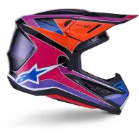 Alpinestars S-M7 Fuse Helm ECE 22.06 Blue Purple Pink Glossy, Größe: XS
