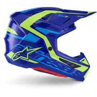Alpinestars S-M7 Deed Helm ECE 22.06 Blue Yellow Fluo Glossy, Größe: XL