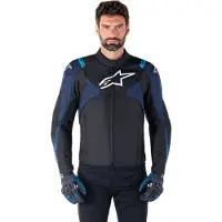 Alpinestars T-Jaws V4 wasserdichte Motorrad Textiljacke, schwarz/blau, 2XL