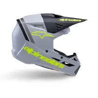 Alpinestars S-M3 Youth Radium Grau Schwarz Gelb Fluo Matt Motocross Helm Größe M