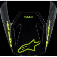 Alpinestars S-M3 Jugend-Visier Radium Black Yellow Fluo Glossy, Größe: One Size