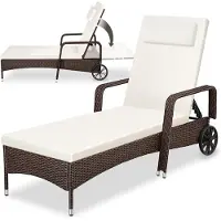 TecTake Rattan Sonnenliege 200 x 70 x 33 cm