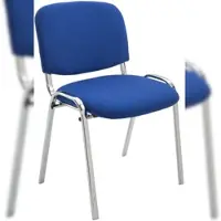 Décoshop26 -Stapelbarer Besucherstuhl für Wartebereiche blauer Stoff 4-beiniges verchromtes Metallgestell 10_0008290