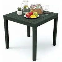 Dmora Gartentisch Vicenza, Quadratischer Gartentisch, feststehender Tisch für den Innen- und Außenbereich, 100 % Made in Italy, 78x78h72 cm, Anthrazit