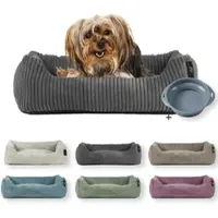 Rohrschneider Tierbett Cordstoff breit Gr. 1 taupe + faltbarer Reisenapf