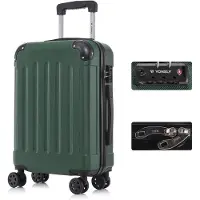 YONSLY Premium Reisekoffer TSA-Schloss,YKK-Reißverschluss Hartschalen-Koffer Trolley Kabinenkoffer Rollkoffer Suitcase Handgepäck (Dunkelgrün, M)