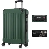 YONSLY Premium Reisekoffer TSA-Schloss,YKK-Reißverschluss Hartschalen-Koffer Trolley Kabinenkoffer Rollkoffer Suitcase Handgepäck (Dunkelgrün, XL)