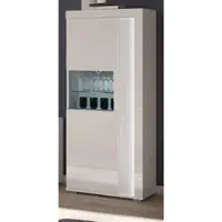 Inn.Furn Vitrine weiß Hochglanz 60 x 150 cm, Soft-Close-Funktion, inkl. Beleuchtung | Gr.: onesize