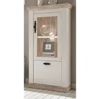 Furn.Design VITRINE Pinie weiß, Oslo Pinie Landhaus, Vitrinenschrank, 71 x 146 cm