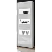 Furn.Design Vitrine Hochglanz weiß, mit weiß / grau, 66 x 200 cm Soft-Close | Gr.: onesize