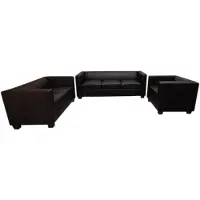 Mendler 3-2-1 Couchgarnitur Lille, Kunstleder schwarz