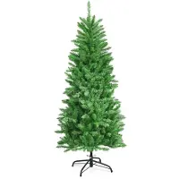 Northix 150 cm hoher beleuchteter künstlicher Bleistift-Weihnachtsbaum mit warmweißen Leuchte Grün