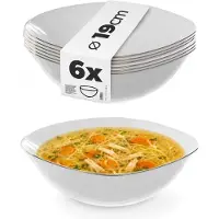 Kadax Salatschüssel aus Glas, 18 cm, Weiß mit Goldrand, 6 Stück.