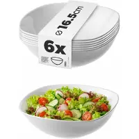 Kadax 6x Salatschüssel 16cm Glasschüsseln für Suppensnacks Set Weiß