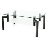 Costway Couchtisch mit Glas Tischplatte, Glastisch Kaffeetisch Wohnzimmertisch, Sofatisch Teetisch für Heim und Büro 100x60x43cm