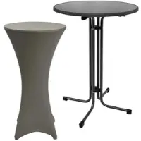 Beautissu Sylt Stehtisch ø 80cm Grau mit Stella Stehtischhusse ø 80cm Anthrazit