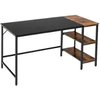 Costway 140 cm Langer Schreibtisch Computertisch mit Ablageflächen