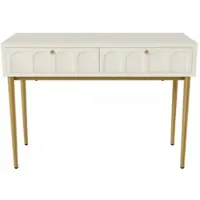 OKWISH Kommode mit 2 Schubladen Schlafzimmer 100x45x76.5cm Creme Weiß