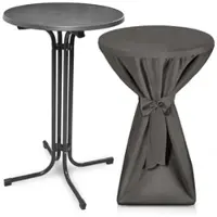Beautissu Bellini Stehtisch ø 80cm Grau mit Premium Stehtischhusse ø 80cm Anthrazit