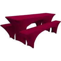 Beautissu Victoria Biertischhusse 70cm Stretch Bordeaux 3tlg