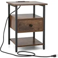 Costway Nachttisch mit Ladestation & Schublade 40 x 40 x 55 cm