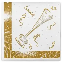 Sovie HORECA Serviette Silvester in Weiß-Gold aus Linclass Airlaid 40 x 40 cm, 50 Stück