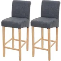 Proregal 2er-Set Barhocker Gepolstert Mit Lehne Sitzhöhe 75cm Holz Dunkelgrau Helle Beine Stoff/Textil Barstuhl Tresenhocker