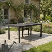 Dmora Gartentisch Dmoto, Rechteckiger Esstisch, Mehrzweck-Gartentisch für den Innen- und Außenbereich, 100 % Italy, 138x78h72 cm, Anthrazit