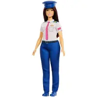 Barbie Karriere Pilotin-Modepuppe mit Zubehörteil, Modepuppe in abnehmbarer Uniform und abnehmbaren Schuhen mit Mütze, Modepuppe, Weiblich, 3 Jahr(e), Mädchen, 268,8 mm, Mehrfarbig