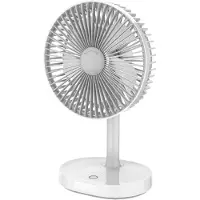 Platinet , Tragbarer Tischventilator mit 3 Stufen, 3000mAh Akku, wiederaufladbar, Weiß