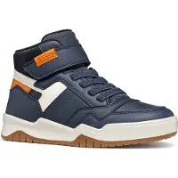 Geox Sneaker "J PERTH BOY" Freizeitschuh mit Kontrastbesätzen, Gummizug und Klettriemchen