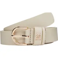 Tommy Hilfiger Ledergürtel "ESSENTIAL EFFORTLESS 2.5 cm breit GOLD" Logoemblem, weiche Haptik, ovale Einfachdornschließe