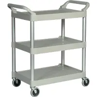 Rubbermaid Servicewagen Utility Cart, 3 Etagen, offene Ausführung, bis 90 kg, platin
