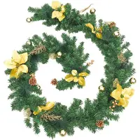 vidaXL Weihnachtsgirlande mit LED-Lichtern Grün 2,7 m PVC