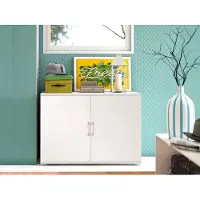 Dmora Mehrzweckschrank Darc, Linearschrank mit 2 Flügeltüren mit Einlegeboden, Eingangsmöbel, Modernes Schuhregal, 100% Italy, 90x45h66 cm, Weiß