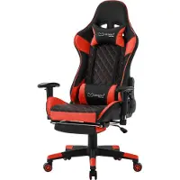 ML-Design Gamingstuhl mit Fußstütze, Schwarz/Rot, aus Kunstleder, ergonomisch