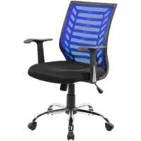 Dmora Bürostuhl Dfann, Mesh-Arbeitsstuhl mit Armlehnen, Ergonomischer Bürositz, 59x60h93/103 cm, Schwarz und Blau