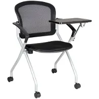 Dmora Bürostuhl Dfriso, Wartezimmerstuhl mit Armlehne und Tablett, Ergonomischer Wartestuhl, 61x49h84 cm, Schwarz