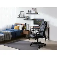 Dmora Bürostuhl Dcelik, Präsidentensessel mit Armlehnen, Ergonomischer Bürostuhl, 70x65h103/114 cm, Schwarz