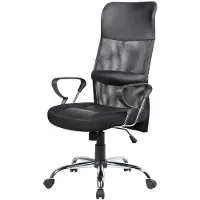 Dmora Bürostuhl Daguirr, Präsidentensessel mit Armlehnen, Ergonomischer Bürostuhl, 56x61h111/121 cm, Schwarz