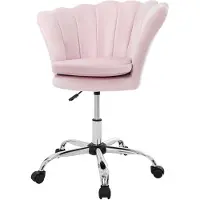 ML-Design Bürostuhl aus Samt Hellrosa Schminktisch Stuhl mit Muschel-Rückenlehne, Drehstuhl mit Rollen, Schreibtischstuhl höhenverstellbar Drehhocker
