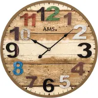 AMS W9539 Wanduhr mit braun antikem Holzgehäuse