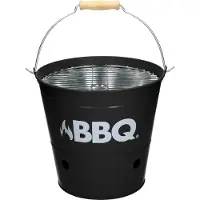 ECD-Germany Grilleimer Ø 25cm mit Grillrost und Tragegriff, Eimergrill aus Edelstahl in matt schwarz, Minigrill mit Belüftung, Campinggrill Holzkohlegrill BBQ Grill Picknickgrill Grillkübel Feuerkübel