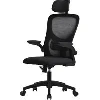 ML-Design Bürostuhl ergonomisch, Schwarz, aus Mesh, mit verstellbarer Kopfstütze