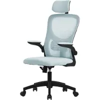 ML-Design Bürostuhl ergonomisch, Blau, aus Mesh, mit verstellbarer Kopfstütze