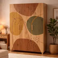 Dmora Kleiderschrank 3-türig 120x48 cm Braun 5 Regale