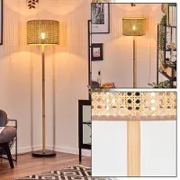 Hofstein Varoni Stehlampe aus Holz/Metall und Schirm aus Rattan/Wienergeflecht